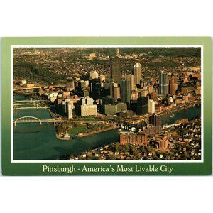 Postcard Vintage Pittsburgh America's Most Livable City Green border 6x4 USA